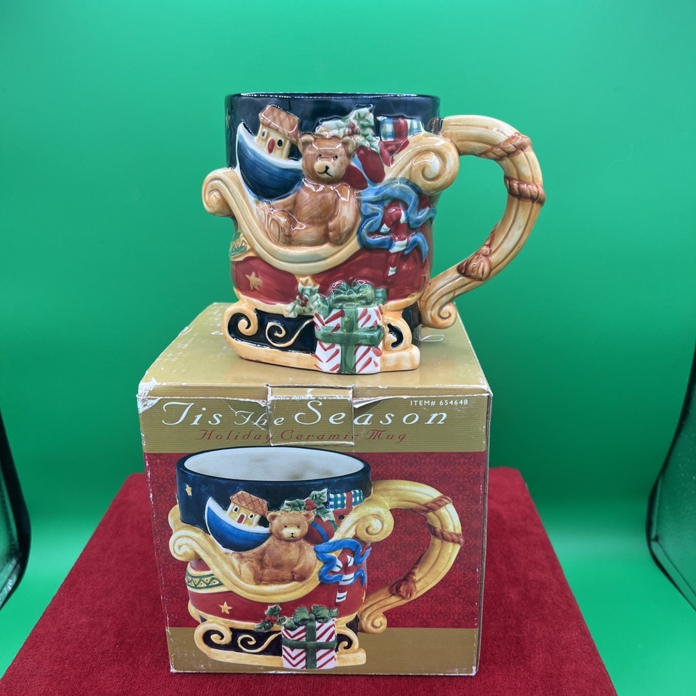 Susan Winget 3D Mug Sainta's Sleigh 20oz preowned excellent condition vintage